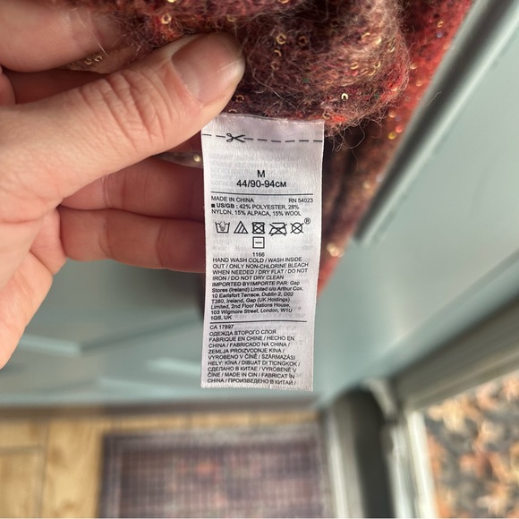 Alpaca Wool Sequin Knit Sweater Ombré Striped Banana Republic Cropped Sweater M - Picture 9 of 10